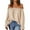 Beige, variant on Women's Off-Shoulder Long Sleeve Tops Trendy Frill Ruffle, Loose Fit, Solid Color, Casual & Sexy, for Fall, Versatile Styling