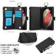 thumbnail image 3 of Crossbody Wallet Case for Samsung Galaxy S21 Ultra RFID Blocking Card Slots, PU Leather Wristband Strap Zipper Pocket Phone Case with Stand Secure Ring Buckle for Samsung Galaxy S21 Ultra, Black, 3 of 7