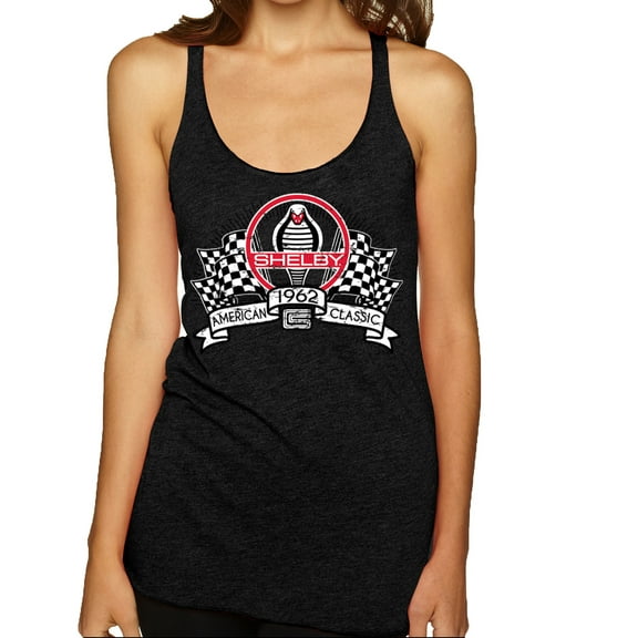 Wild Bobby Ford Shelby Vintage Checkered Flag Women Tri-Blend Racerback Tank Top