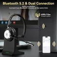 thumbnail image 6 of Wantek Mono Wireless Headset with Noise-Canceling Mic, 45H Talktime for Call Center, Truck Drivers, Online Meeting – Bluetooth 5.3 + 2.4G Dongle (Includes Charging Base), 6 of 8
