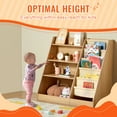 thumbnail image 3 of KFFKFF 4-Tier Kids Wooden Bookshelf, Six-Layer Sling Bookcase, Baby Storage Book Rack, Book Toy Organizer Cabinet, 3 of 9