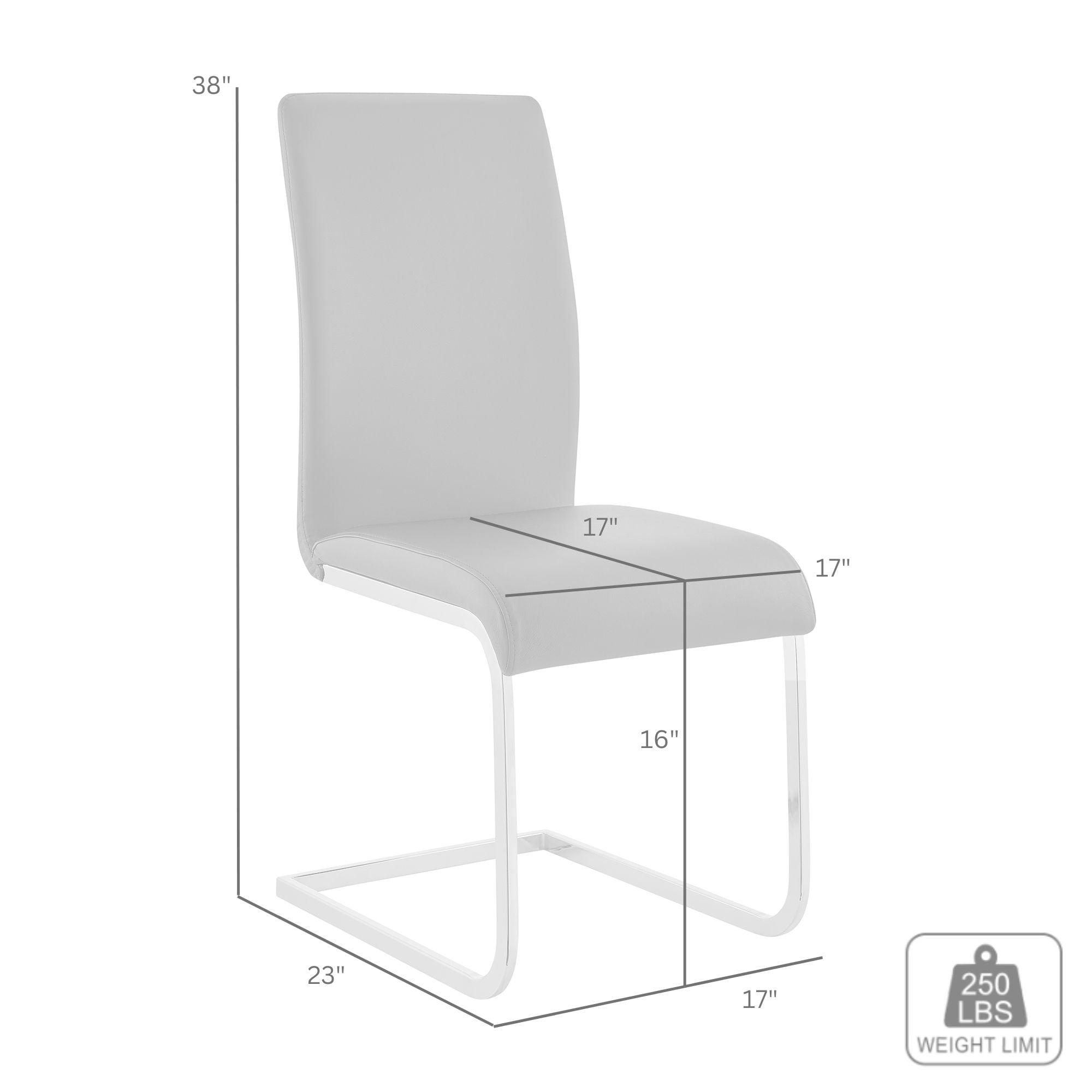 Amanda Contemporary Side Chair in Black Faux Leather and Chrome Finish - Set of 6