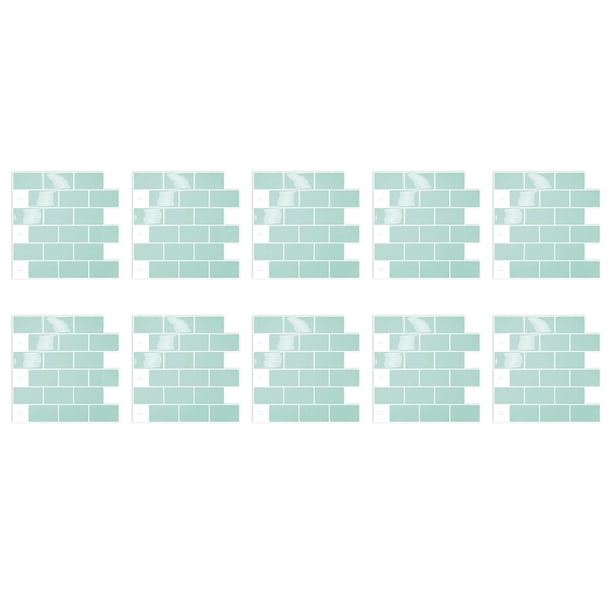 10 Pegatinas Autoadhesivas 3D de Metro Verde para Pared, para Cocina, Impermeables, para Decoración del Hogar.