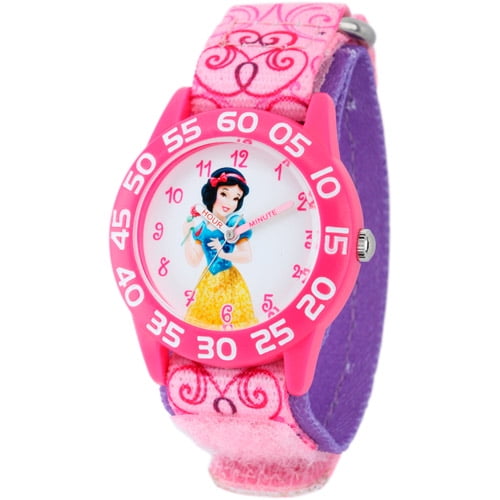 Princess Girls' Plastic Case Watch, Printed Stretch Nylon Strap