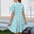 thumbnail image 5 of yuCgh Easter Dress for Girls, Floral Print Short Sleeve Summer Dress with Pocket, Casual Party Dress for Easter Day & Spring Season,Light Blue 120, 5 of 5