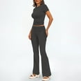 thumbnail image 4 of Spring and Summer Fashion 2 Picec of Sets for Womens Plus Size Casual Spring And Solid Color Short Sleevele Round-Neck Blouses Long Pant Elastic Waist Sets, 4 of 9