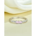 thumbnail image 5 of PYNZY 925 Sterling Silver Statement Stackable Rings for Women, Square Created Pink Tourmaline Birthstone Wedding Engagement Rings for Women Jewelry Gift Size 7, 5 of 6