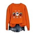 thumbnail image 6 of asdoklhq Festive Long Sleeve Pullover Women's Round Neck Christmas Printed Sweatshirt Long Sleeved Top Sweatshirt Orange M, 6 of 7