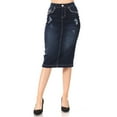 thumbnail image 6 of Fashion2Love Women's Juniors/Plus Size Calf - Length Pencil Ripped Stretch Denim Skirt, 6 of 7