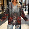 thumbnail image 5 of Uootdi Halloween Sweatshirts for Women V Neck Halloween Theme Graphic Womens Sweatshirt Oversized Fit Fall Festival Soft Womens Tops Gift, 5 of 7