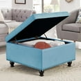 thumbnail image 4 of S-HOME Classic Nail Trim Ottoman with Wooden Legs - Spacious Storage Solution (Linen Fabric), 4 of 10