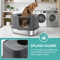 thumbnail image 4 of Btidfty Top-entry Stainless Steel Cat Litter Box W/lid&scoop Enclosed Bedpan (Dark Gray), 4 of 9