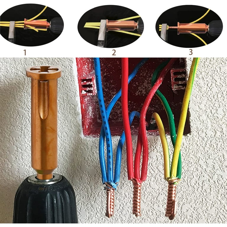Wire Twisting Tools, Wire Stripper and Twister, Wire Terminals Power Tools  for Stripping and Twisting Wire Cable (4, Blue and Orange)