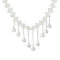 thumbnail image 1 of 1 Uds. Elegante collar de diamantes con flecos de perlas dobles y flores, collar adornado para mujer, 1 of 5