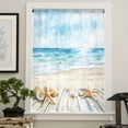 thumbnail image 4 of Summer Coastal Semi Sheer Curtains Drapes for Living Room, Bedroom, French Doors Window 63 Inches Long, Watercolor Ocean Waves Seaside Starfish Rod Pocket Chiffon Curtain Drapery Voile Drape Panel, 4 of 6