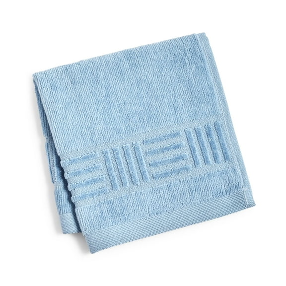 Mainstream International Inc. Basket Weave and Trailing Flower Towel Collection (Blue, 12X12)