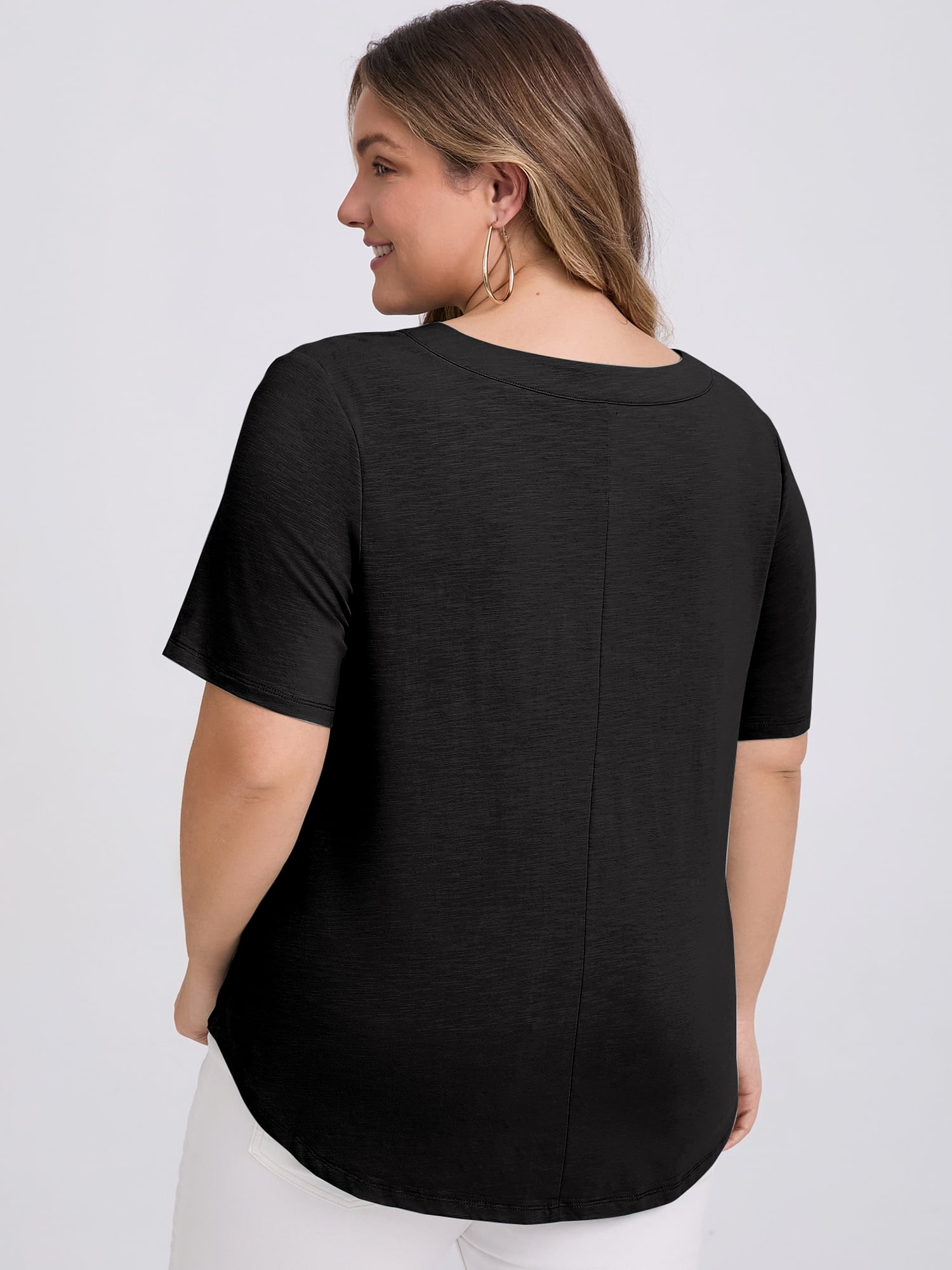 DARING DIVA Women's Plus Casual Trendy Pleated Shirt Dressy Work Blouse 3X Black