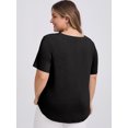 thumbnail image 3 of DARING DIVA Women's Plus Casual Trendy Pleated Shirt Dressy Work Blouse 3X Black, 3 of 5