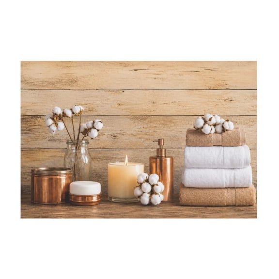 Rustic Botanical Floral Bathroom Canvas Wall Art, Brown and White Farmhouse Flower Decor for Living Room or Bedroom 12*18in