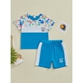 thumbnail image 2 of Suealasg 2Pcs Little Boys Beach Outfits 1T 2T 3T 4T 5T 6T Kids Boys Summer Clothes Short Sleeve Letter Dinosaur Print T-shirt +Shorts Set, 2 of 9