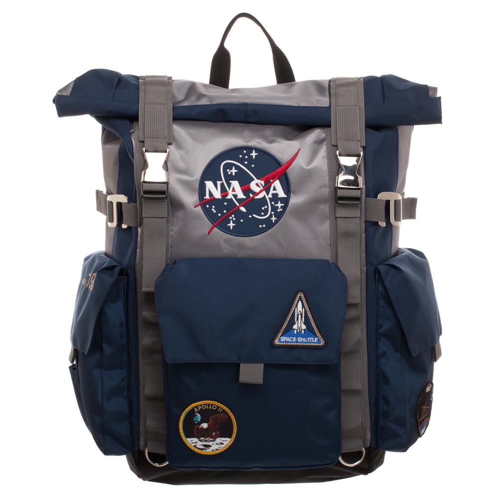 NASA Backpack Meatball Logo Roll Top Built Up Space Laptop Bag - image 2 of 4