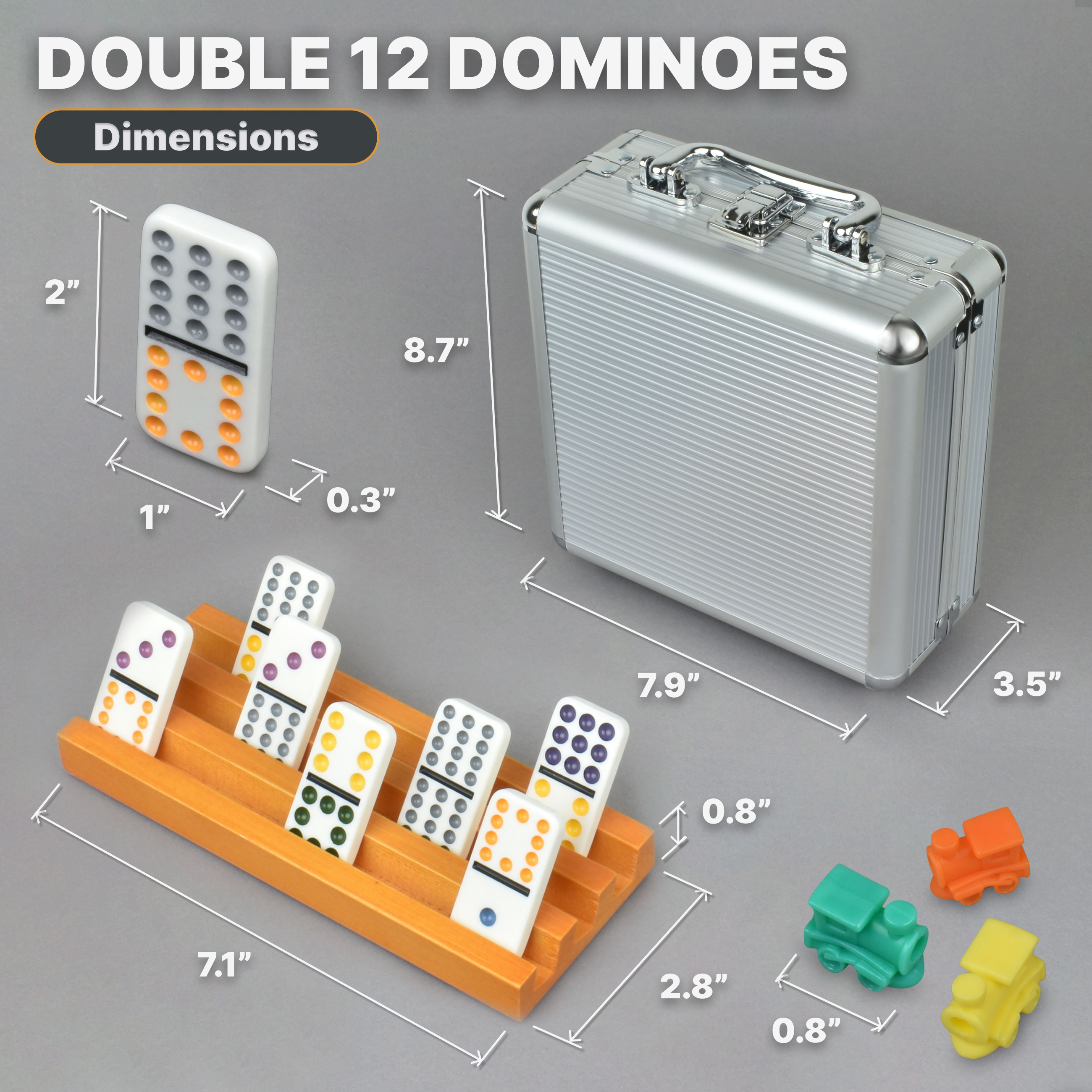 Queensell Mexican Train Dominoes Set with 4 Holders photo 4
