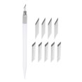 thumbnail image 1 of Arte Artesanía Cuchillos Juego, 1uds Tallado Cuchillo con 10uds Repuesto Acero Cuchillas para Recortes Álbum Plantilla Afición Bricolaje, Plástico Mango Blanco (1 Juego) Unique Bargains cuchillas de repuesto para cuchillos de arte, 1 of 6