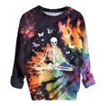 thumbnail image 1 of Moda mujer Casual cuello redondo manga larga Tie-dye impreso Halloween sudadera Tops Pompotops gfhjh3821, 1 of 3