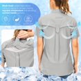 thumbnail image 2 of FEN AI Grey Casual Summer Tops Women Button Up Fishing Shirts Short Sleeve Blouses UPF 50+ Sun Protection Outdoor Hiking Shirt with Pockets, 2 of 10