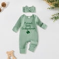 thumbnail image 2 of YDFCWXW My First St Patricks Day Baby Girl Outfit Cutest Little Lucky Charm Romper Jumpsuit Clover Onesie Newborn Clothes (Light Green, 3-6 Months), 2 of 7