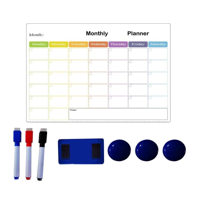 Rongfmy Calendrier Réfrigérateur Sec Planche Blanche Planificateur Tapis de Réfrigérateur 2