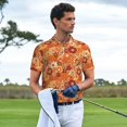 thumbnail image 3 of Yiaed Hippie FlowerPrint Men's Short Sleeve Polo Shirt,Golf Polo for Men Three-Button Golf Shirt Athletic Casual Collared T-Shirt- 3X-Large, 3 of 7