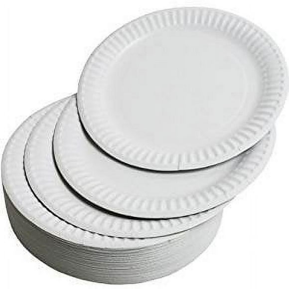 100-23cm Disposable Cardboard Plates Pack of 100 - Strong and Durable Disposable Plates - Can be used for hot or cold food in the microwave