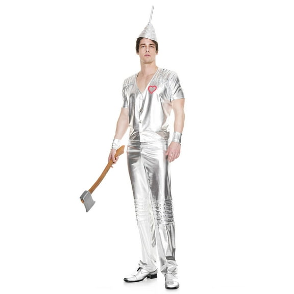 Music Legs Tin Man Costume for Adults with Wet Look Silver Top, Large