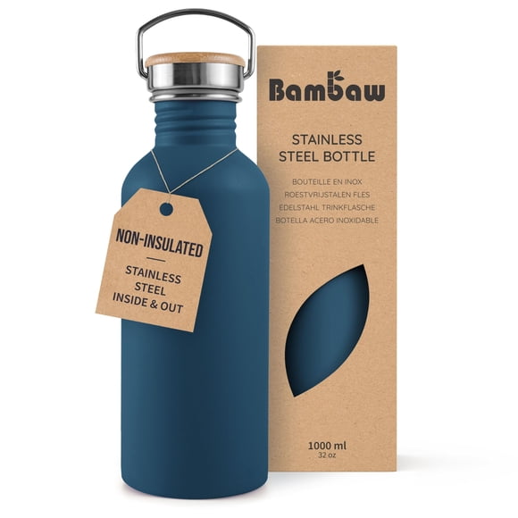 Botella de Agua Bambaw 1L Acero Inoxidable Sin Aislar Azul