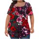 thumbnail image 1 of Tops Cortos para las Mujeres Impreso Cuello de Gran Tamaño Plisado Manga Corta Suelta Superior en Tamaños Más L-5xl, 1 of 5