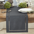 thumbnail image 3 of Fennco Styles Solid Color Laser-Cut Hemstitch Design Table Runner 14"W x 54"L - Black Table Cover for Home Décor, Everyday Use, Wedding, Banquet, Holiday and Special Occasion, 3 of 3
