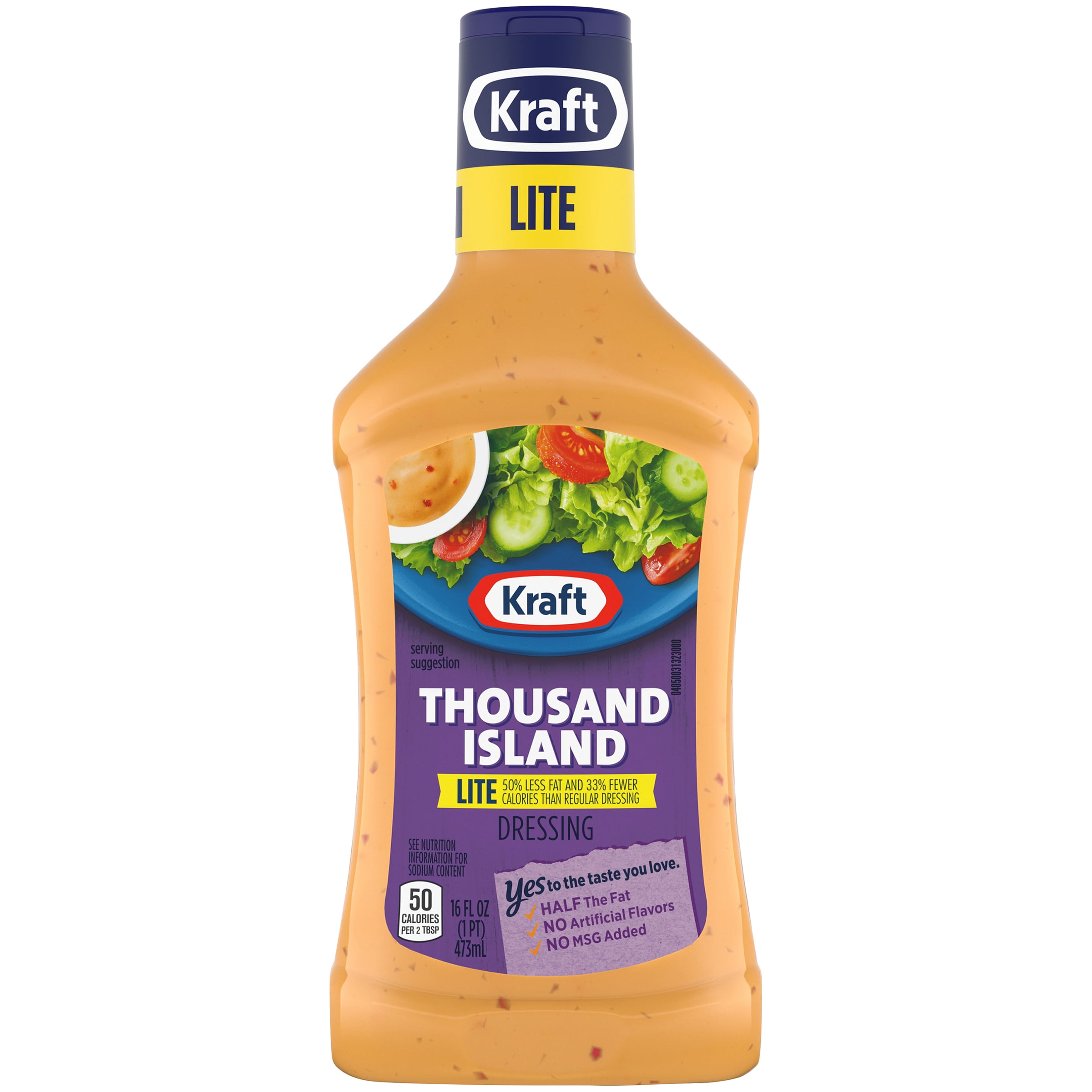 Kraft Lite Thousand Island Salad Dressing, 16 fl oz Bottle - Walmart ...