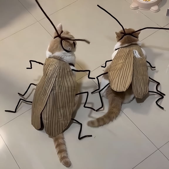 BESTSKY Cat Cockroach Clothing DIY Kit, Funny Cat Costume Accessories, Roach Wings and Antenna, Cockroach Pet Cape Craft Set for Pet Lovers Gift