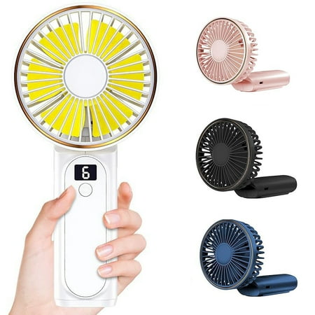

NIBOLOG Handheld Folding Fan Digital Display Speed Adjustable Strong Airflow Low Noise 180-Degree Foldable Mini Desk Fan Neck Fan