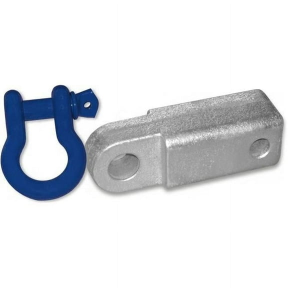 2 inch Steel Receiver Bracket w/ OLD GLORY BLUE Powdercoated D-Shackle & Locking Hitch Pin (OFF-ROAD RECOVERY)
