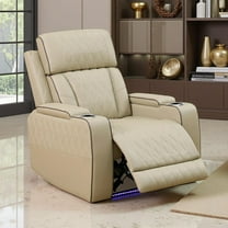 UNEEDE Power Recliner Chair Set, Beige Leather Reclining Sectional Couch with Adjustable Angle, Living Room Furniture Sets, Modern Reclining Single Chair with Comfy Armrests and Backrests for RV