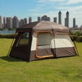thumbnail image 4 of KTT Large Tent 6 Person,Family Cabin Tents,Straight Wall,3 Doors and 3 Windows with Mesh,Waterproof,Big Tent for Outdoor,Picnic,Camping,Family,Friends Gathering(Brown), 4 of 4