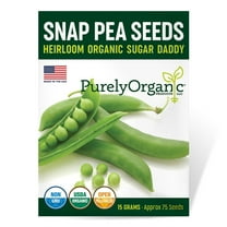 Purely Organic Sugar Daddy Snap Pea Seeds - USDA Organic, Non-GMO, Open Pollinated, Heirloom, USA Origin, Vegetable Seeds, Annual, Full Sun - 15 Grams