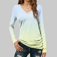 thumbnail image 4 of ZUKMRJPC Women's V Neck Long Sleeve T Shirts Fashion Gradient Color Casual Lightweight Tunic Tops Slim Fit Soft Comfy Basic Tees, 4 of 5
