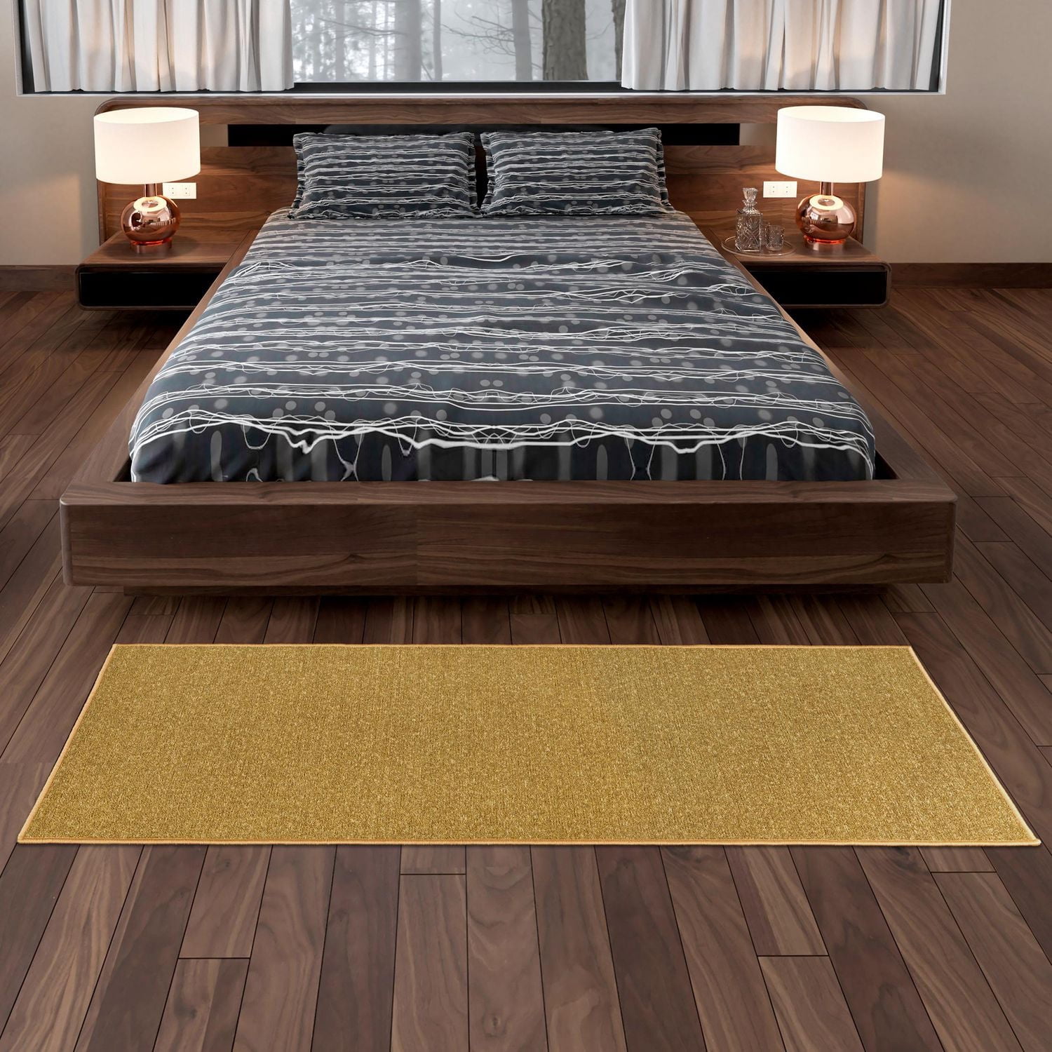Tapis de couloir à motif de solide à sous-couche en caoutchouc de la collection Ottohome