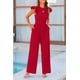 thumbnail image 5 of Mono de Mujer PRETTYGARDEN Rojo con Volantes y Mangas Casquillo XL, 5 of 6