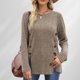 thumbnail image 5 of Blusa Mangas Largas Camisa Top Mujer Básico Ajuste Holgado Cuello Redondo Traje Diario Simple Kuymtek Caqui T XXL para Mujer, 5 of 6