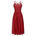 thumbnail image 3 of YiZYiF Womens Sleeveless Midi Golf Tennis Dress with Built in Shorts Adjustable Sports Athletic Dress Activewear Burgundy M, 3 of 7