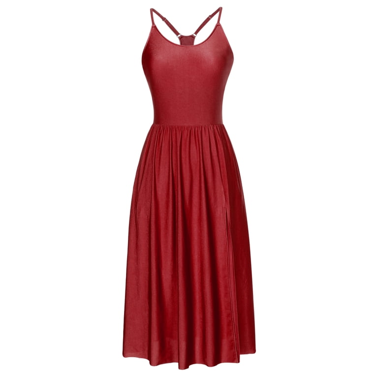 YiZYiF Womens Sleeveless Midi Golf Tennis Dress with Built in Shorts  Adjustable Sports Athletic Dress Activewear Burgundy XXL - Walmart.com